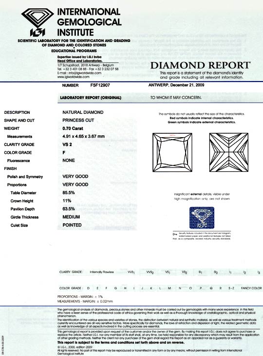 Foto 9 - Princess Diamant 0,7ct IGI Top Wesselton Plus VS2 VG VG, D6019