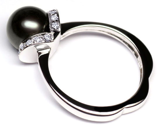 Foto 3 - Schwarze Zuchtperle Brillant-Diamant-Ring 18K Weißgold, S4055