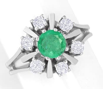 Foto 1 - Klassischer Smaragd-Diamanten-Weißgold-Ring, S5701