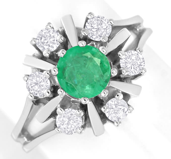 Foto 2 - Klassischer Smaragd-Diamanten-Weißgold-Ring, S5701